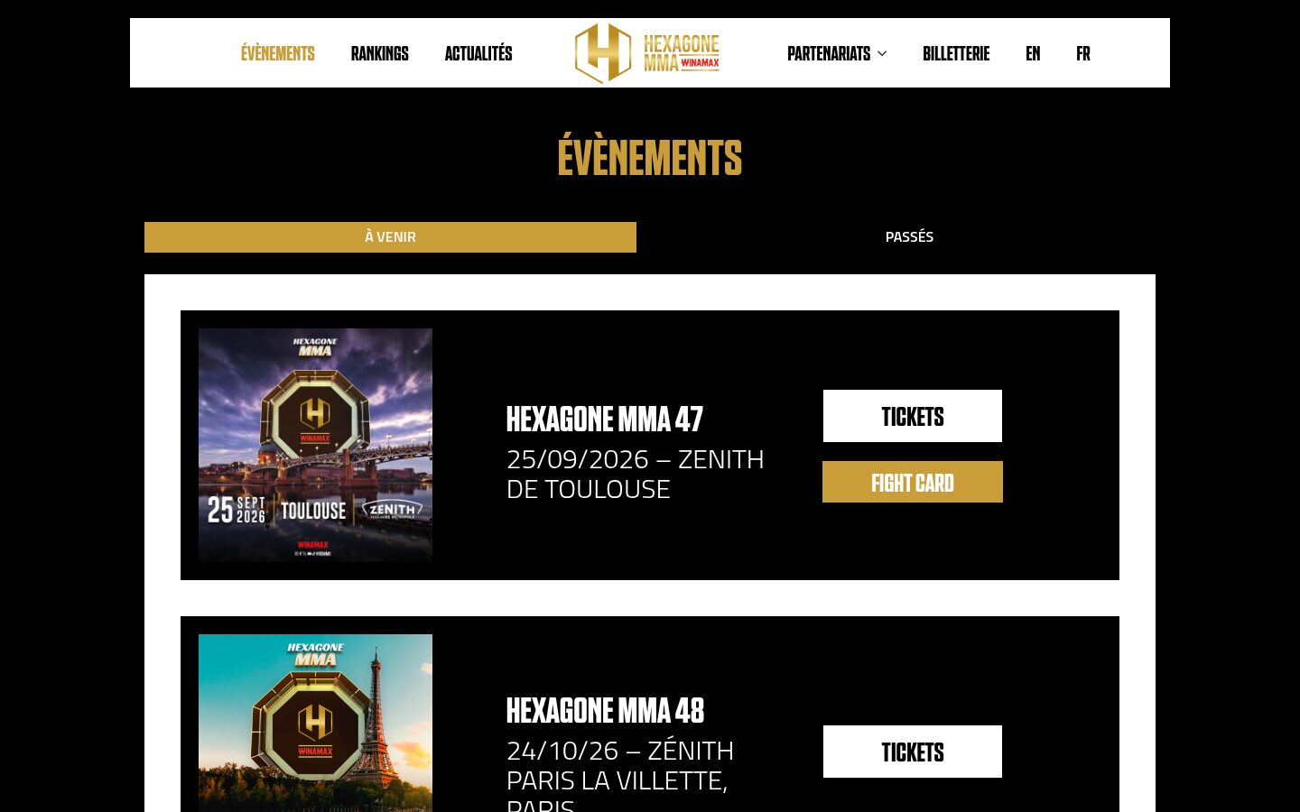Hexagone MMA - événements