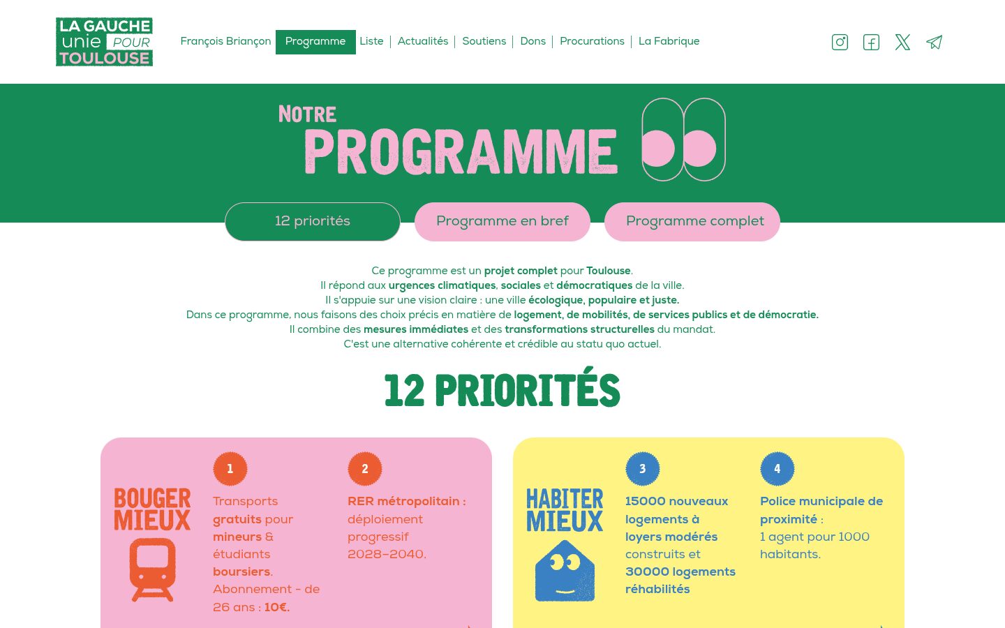 Vivre Mieux Toulouse - programme